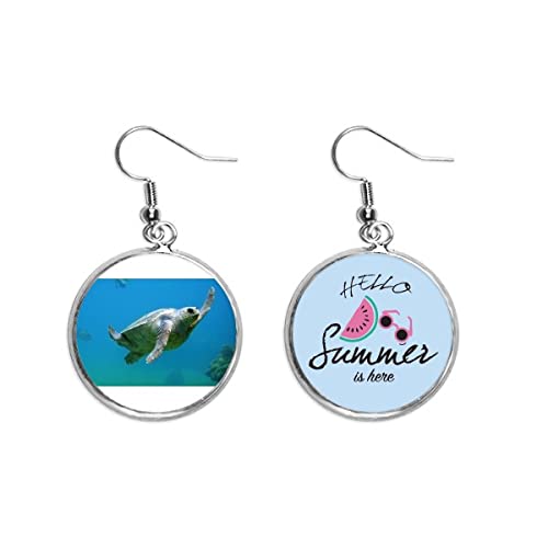 Pendientes de sandía con forma de tortuga marina y diseño para el lóbulo