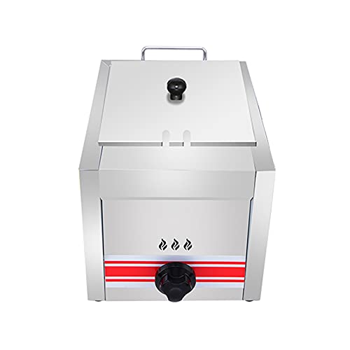 Freidora de grasa profunda, freidora de gas de gran capacidad, diseño de GLP de acero inoxidable, potencia de fuego ajustable, incluye cestas y tapas, ideal para uso doméstico y comercial