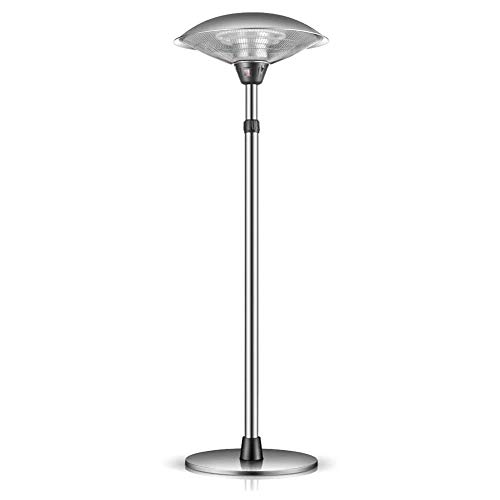 Heizpilz Terrassenheizer Infrarotstrahler, Heizstrahler Quarzstrahler, Terrassenstrahler, 2200 Watt, 3 Heizstufen, Teleskoprohr verstellbar bis