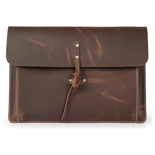 Londo Funda MacBook Pro de Piel de Grano Real con Bolsillo Frontal y Cierre con Solapa (Canela, 15, 16 Pulgadas)