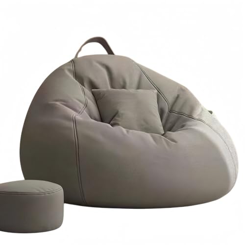 TPPT ビーズクッション ごろ寝ソファ 一人掛け シートクッ 足置き付き ビーズクッション 柔らかい 疲労回復 軽量 洗える 取り外し可能 持ち手付き 移動簡単 ポケット リビング 寝室 バルコニー カウチ 寝室 移動便利 洗濯便利 (ダークグレー,身長