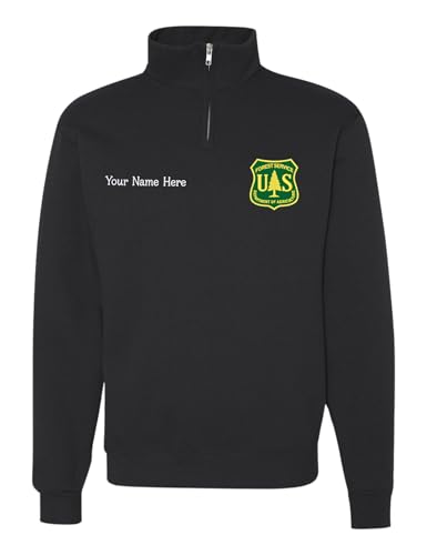 ALLNTRENDS Adult Zip Collar Sweatshirt Forest Service Embroidered USDA Top