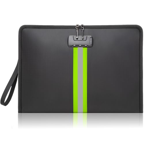 NINITCH Fireproof Document Bag with Lock, Non-Itchy Silicone Coated Fire Resistant Money Bag for Cash, Waterproof Safe Storage Pouch Organizer for A4 Legal Documents, Passport, Jewelry & Tablet by Ninitch - Used condition - US$17.95