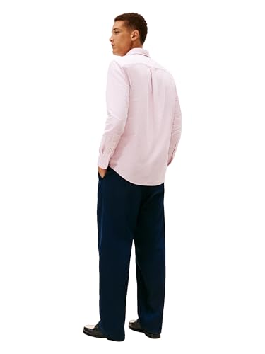 Tommy Hilfiger Men's Long Sleeve Oxford Shirts in Regular Fit, Men's Button Down Shirts, Also Available in Big and Tall Medium RED/White Medium — view 4