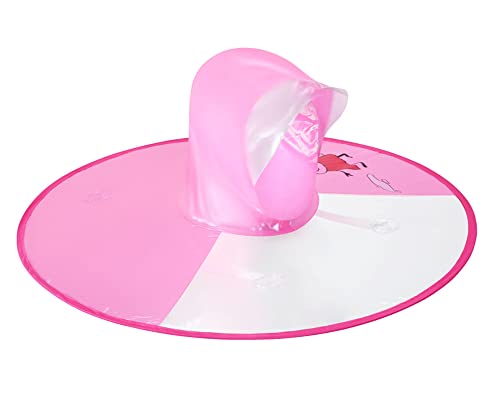 KXCFCYS Kids Raincoat Umbrella Hat Waterproof UFO for Baby Girls and Boys Poncho Rain Hat Cartoon Duck Raincoat (Pink, L)