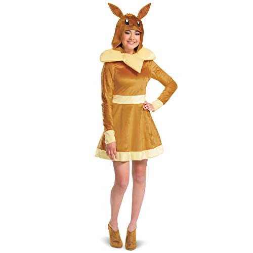 Disguise Eevee Costume e Headpiece, oficial Pokemon Deluxe para adultos, tamanho 12-14