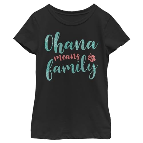 Disney Lilo & Stitch Ohana Script Girl's Solid Crew Tee