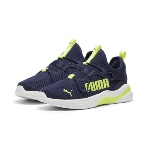 PUMA PUMA Unisex-Child, Rift Slip On Pop, PUMA Navy-Electric Lime, Little Kid, 10.5