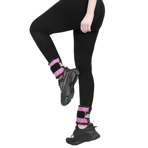 Image of De Jure Fitness Adjustable Ankle & Wrist Weights Pair (0.5KG x 2) for Men & Women | Strength Training, Walking, Running, Workout, Yoga | Comfortable, Durable | Pink - 1KG