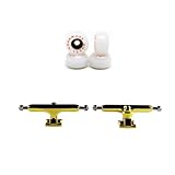 NOAHWOOD Fingerboards Parts White Crown Wheels with Logo(ABEC-5 Bearing) + (Prince Golden Trucks) (...