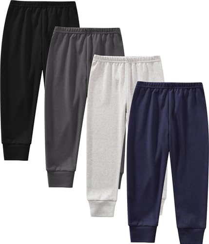 JARMAKO Toddler Boys Cotton Pants 4-Pack Sweatpants Joggers Basic Colors 5T