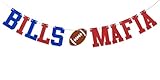 Bills Mafia Banner - Go Bills Sign, Football Party Decor, Bills Football Game Day Party Decorations Blue & Red Glitter
