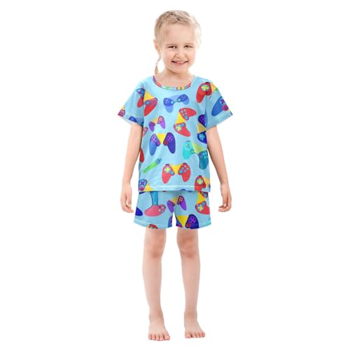 Colorful Controller Pajama Set Short Sleeve Pajamas Shorts Sets Cotton PJS 2 Piece Clothes Set 5Y3