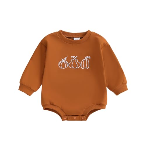 Image of Kuriozud Newborn Baby Boy Girl Bubble Romper Funny Letter Long Sleeve Oversized Sweater Tops Fall Winter Clothes