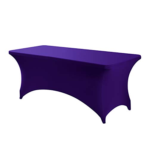 Image of Peomeise 6FT Spandex Table Cover Rectangular Stretch Spandex Tablecloth (Purple,6FT)