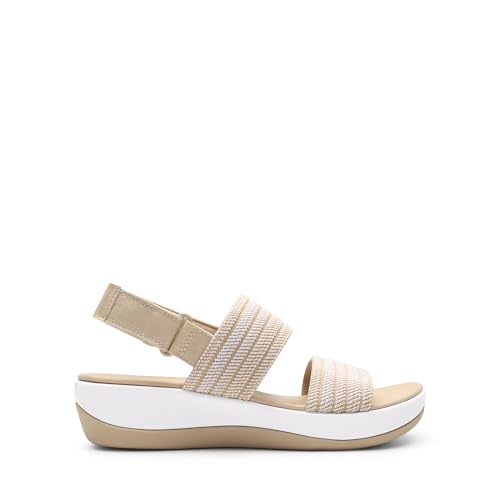 DREAM PAIRS DREAM PAIRS Women's Walking Sandals Lightweight Soft Footbed Low Wedge Comfort Indoor Outdoor Flat Sandals,Size 10,Beige,DWUMFS2522