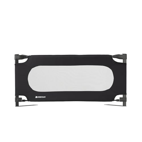 Deryan Barrera de cama de 120 cm, plegable, portátil, protección contra caídas, color negro