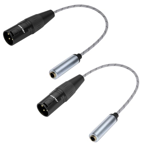 Adaptador XLR a 6.35 mm con cuerpo metálico plateado de alta fidelidad