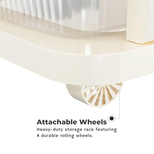 Image of Aliensware 4Layer Plastic Storage Drawer Organizer with Wheels, Modular Cabinet for Home, Office, School, Hospital, Parlor, Morden Kitchen,Clothes, Toys Organiser for Kids Room-Aliens-Clear Ivory