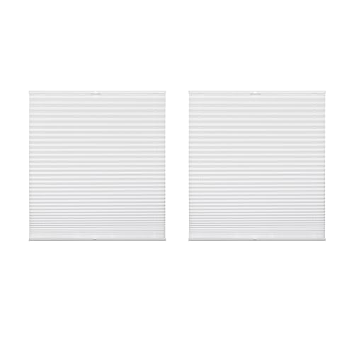 Deco Company 2er-Set Plissee zum Klemmen, Blickdichtes Faltrollo, Alle Montage-Teile inklusive, Plissee verspannt mit Zwei Bedienschienen, Weiß, 80 x 130 cm BZW. 80 x 220 cm (BxH)