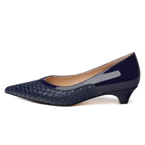 Women's Pumps Pointed Toe Kitten Heels Slip On Patent Pumps Casual Work Comfortable Dress Shoes 1.2 Inch2