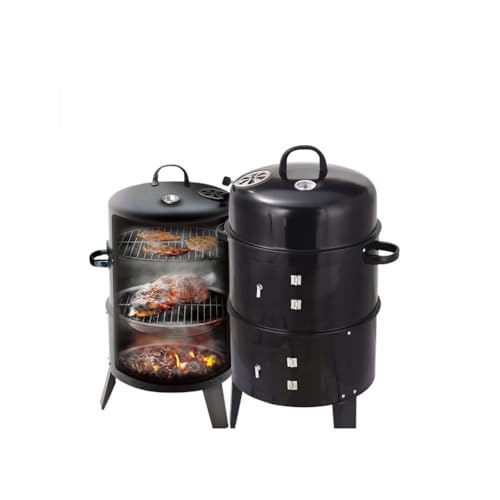 Outdoor Double Layer Charcoal Grill & Smoker - Vertical Design for Smoke-Free BBQ, 33.07