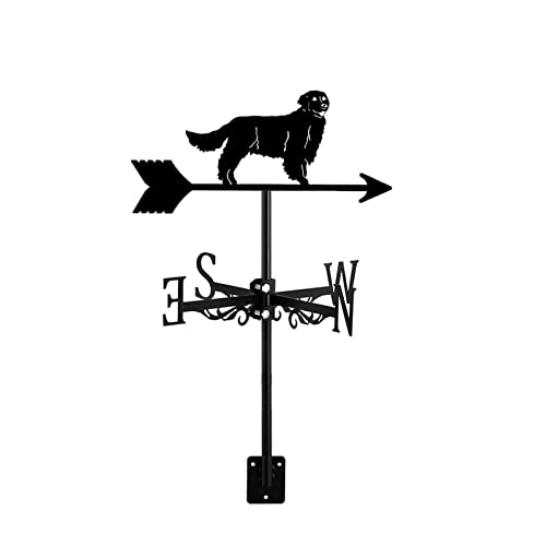 Metal Dog Weather Vane Resistant Wind Direction Indicator Instrument Roof Installation Wind Vane Farm Scene Garden Art Decoration Accessories,Golden Retriever