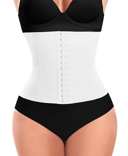 Image of Werena Waist Trainer for Women Corset Shapewear Tummy Control Girdle Waist Cincher(#685 Short White, Large)