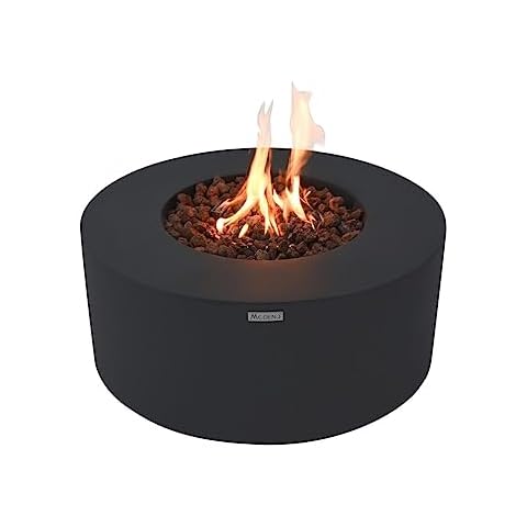 Venice Concrete Fire Pit 34" x 34" Outdoor Patio Firepit Includes Lava Rocks Modern Fire Pits & Outdoor Fireplaces for Garden, Deck, Indoor & Outdoor Heating Cover