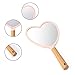 YEAKE Hand Held Mirror with Handle for Makeup,Small Cute Wood Hand Mirror for Shaving with Hole Hanging Single-Sided Portable Travel Vanity Mirror for Men&Women(Heart,Pink,1Pack)