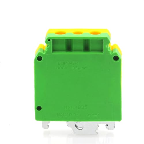 Terminal de tierra USLKG35 de tornillo para carril DIN con conector verde amarillo de 35mm2 5 uds