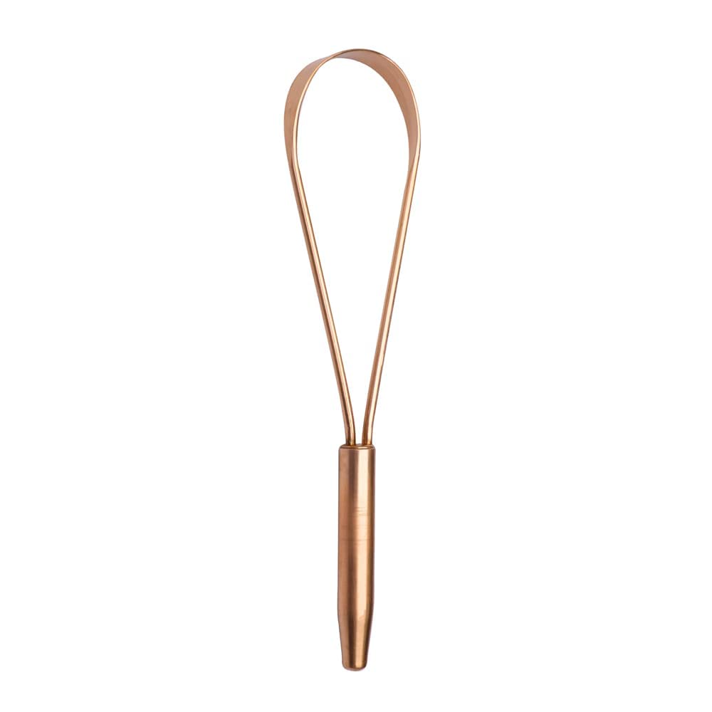 Copper Single Handle Tongue Cleaner – Easy One Hand Use – Larger Surface Coverage – Ayurvedic Copper Health for Fresh Breath and Total Oral Hygiene (SINGLE HANDLE COPPER) (Set of 1)
