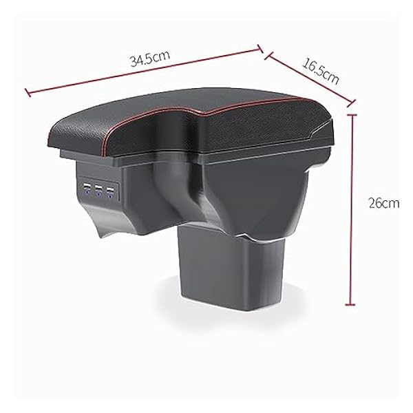 Reposabrazos Caja Almacenamiento Caja De Almacenamiento Para Reposabrazos Coche Piezas Reacondicionamiento Accesorios USB Detalles Interiores Para ESQ Para Juke 2010 - 2019 ( Color : Black red line )
