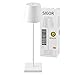SIGOR Nuindie - Dimmbare LED Akku-Tischlampe Indoor & Outdoor, Höhe 38 cm, aufladbar mit Easy-Connect, 24 h Leuchtdauer, schneeweiss