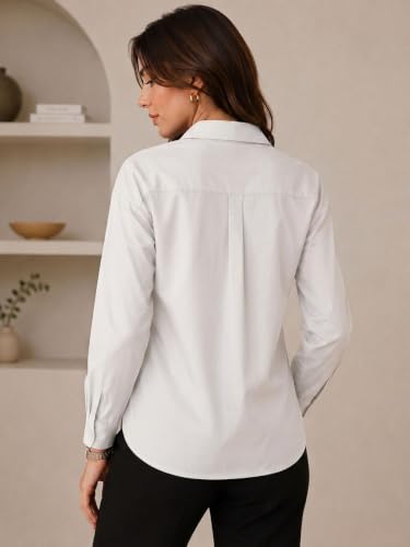 Image of OOMPH! Women's Cotton Solid Relaxed Fit Formal Shirt | Full Sleeve Drop Shoulder Button-Down Office Shirt | Spread Collar Workwear & Smart Casual Top