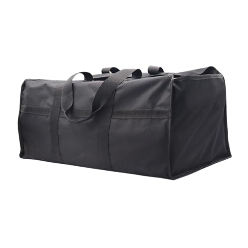 OJREEUB Soporte de leña para camping, barbacoa, barbacoa, con asas, soporte de leña, color negro