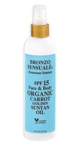 Bronzo Sensuale SPF 15 Sunscreen Protective Golden Tanning Organic Carrot Oil 8.5 Ounces