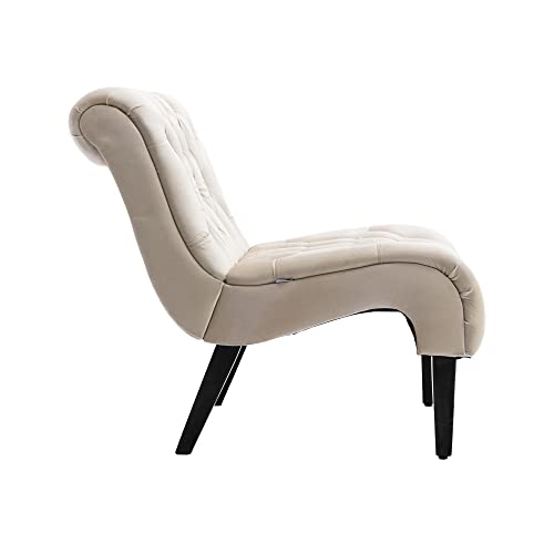 ZONJIE Sessel Wohnzimmer, Ohrensessel Schlafzimmer, Relaxsessel Lesesessel, Armlehnensessel Relax Sessel Lounge Sessels, Samt Gepolstertes Sofa fürs Wohnzimmer Schlafzimmer Arbeitszimmer (Beige)