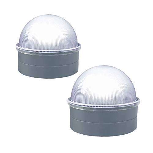 Classy Caps CH2233S Summit Chain Link Solar Post Cap, Silver 2 Pack – High Output LED, Fits 1-7/8