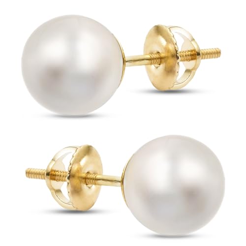 Freshwater Pearl Stud Earrings on Solid 14K Gold Screw Back Posts By ISAAC WESTMAN®