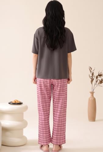 Image of GLASGO Women's Cotton Pajama Set with Top & Pants|| Korean Night Suit|| Lightweight Printed Set || Soft & Comfy Sleepwear for Girls & Women || LNS-3-$