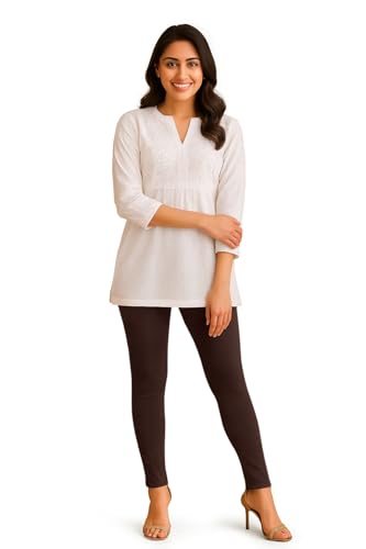 Image of Amazon Brand - Anarva Women's Super Cotton Combed Slim Fit Elastane Stretch Comfort Ankle Length Leggings with Ultrasoft Waistband