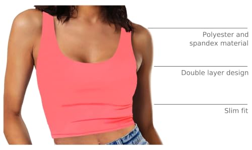 Image of Women's Sexy Sleeveless Crop Tops Double Layer Scoop Neck Cropped Tank Top