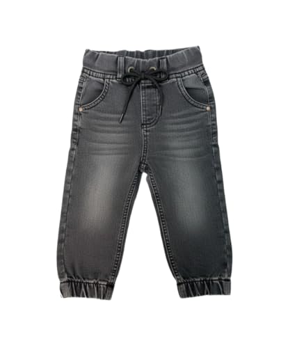 Image of A.T.U.N. (ALL THINGS UBER NICE) Boys Premium Cotton Jogger Jeans with Elastic Waist & Adjustable Drawstring | Soft Washed Denim Look Comfortable Bottom Wear for Kids