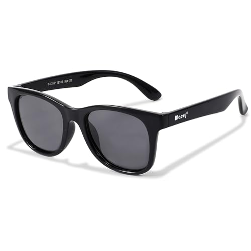 Maesy Gafas de sol para niños de 6 a 12 años   Protección UV400 polarizada   Estructura flexible y maleable   Gafas de sol seguras y cómodas para niños   Yuki, Negro , 132 mm (Bridgelenge) x 135 mm