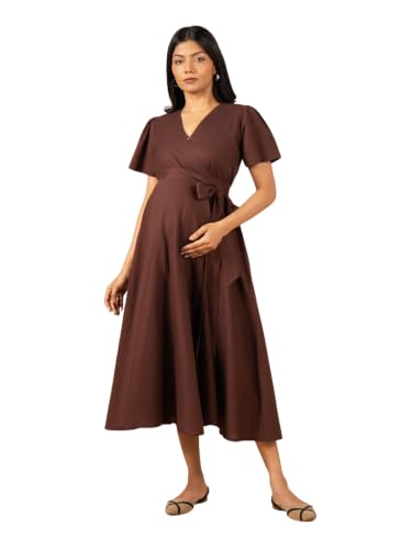Image of The Mom Store Maternity and Nursing Wrap Dress for New Mom | Pre and Post Pregnancy Wear for Womens | Trendy Stylish Printed Friendly Dresses for Women | Comfortable