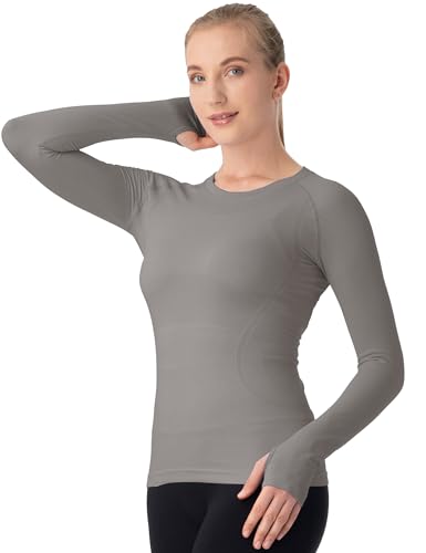 Image of MathCat Seamless Workout Shirts for Women Long Sleeve Yoga Tops Sports Running Shirt Breathable Athletic Top Slim Fit XS-XL
