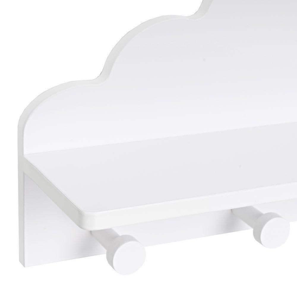 LOLAhome Appendiabiti da parete per bambini design nuvola bianco 48 cm 4 ganci
