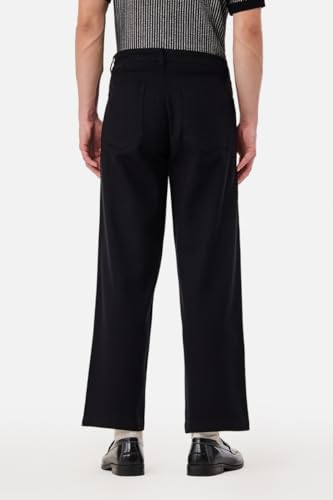 Image of SNITCH Men Casual Wear Trousers| Regular Fit Mid Rise Solid Wide-Leg Pants | 100% Linen Breathable & Lightweight Fabric for Summer, Office & Outings