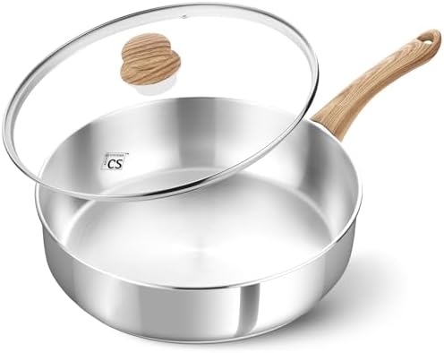 KOCH SYSTEME CS Saute Pan with Lid, 10 Inch Stainless Steel Saute...